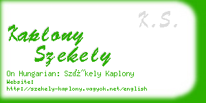 kaplony szekely business card